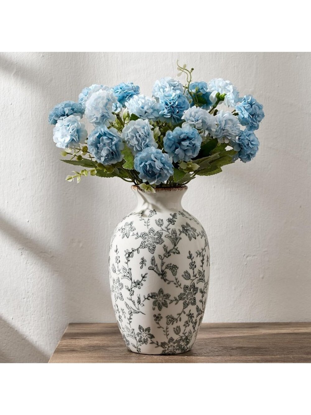 7.95 Gray Vintage Chinoiserie Floral Vase Modern Farmhouse Living Room Home Deco